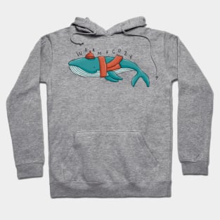 Warm & Cozy. Winter blue whale Hoodie